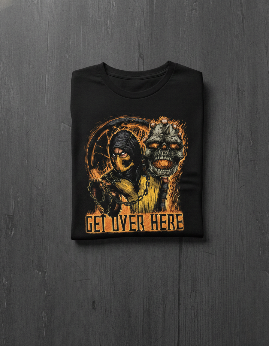 "Get Over Here" Distressed Illustration Tee
