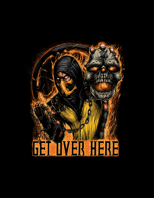 "Get Over Here" Distressed Illustration Tee